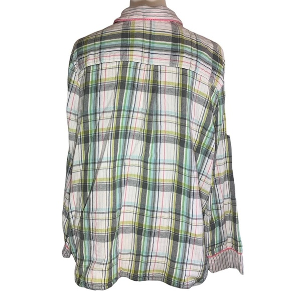 Sundance Powder Plaid Button Down Pajama Top, [Sz XL] 100% Cotton - Picture 8 of 9